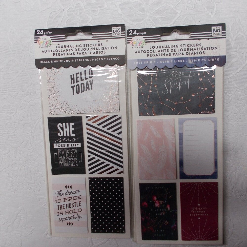 The Happy Planner journaling stickers, two new packages